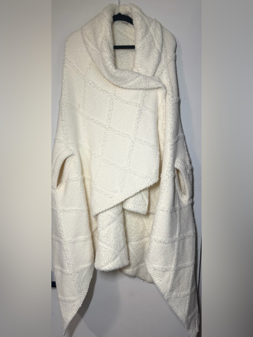 Barefoot Dreams Cozy Chic Ivory Wrap Poncho with Button - Incredibly Soft